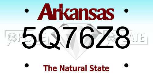 5Q76Z8 Arkansas License Plate