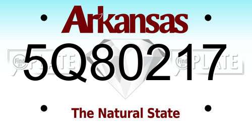 5Q80217 Arkansas License Plate