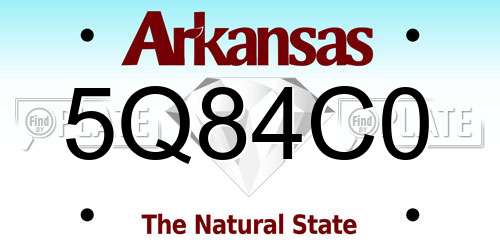 5Q84C0 Arkansas License Plate