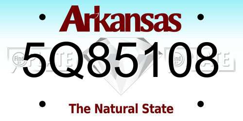 5Q85108 Arkansas License Plate
