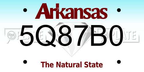 5Q87B0 Arkansas License Plate
