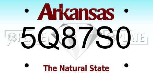 5Q87S0 Arkansas License Plate