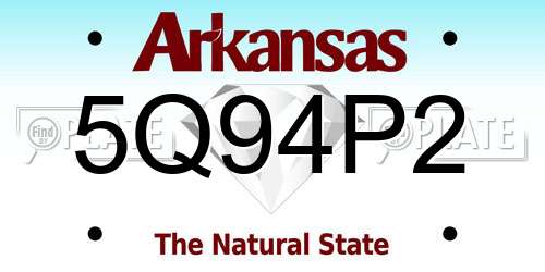 5Q94P2 Arkansas License Plate