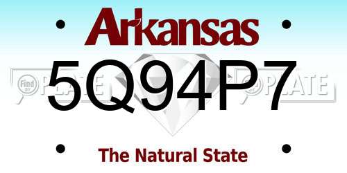 5Q94P7 Arkansas License Plate