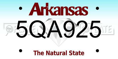 5QA925 Arkansas License Plate