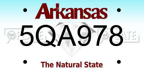 5QA978 Arkansas License Plate