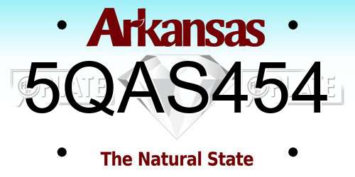 5QAS454 Arkansas License Plate