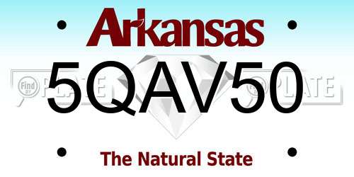 5QAV50 Arkansas License Plate