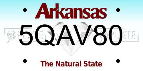 5QAV80 Arkansas License Plate