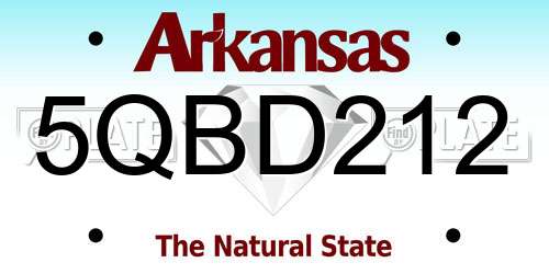 5QBD212 Arkansas License Plate