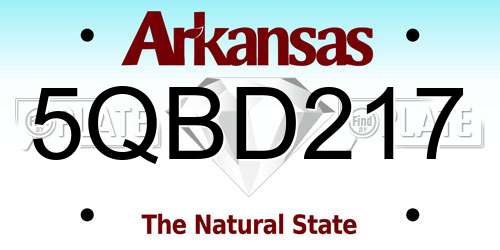 5QBD217 Arkansas License Plate