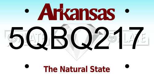 5QBQ217 Arkansas License Plate