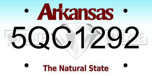 5QC1292 Arkansas License Plate