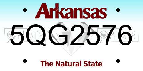 5QG2576 Arkansas License Plate