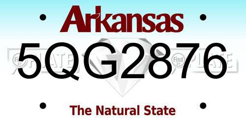 5QG2876 Arkansas License Plate