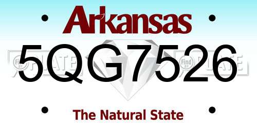 5QG7526 Arkansas License Plate