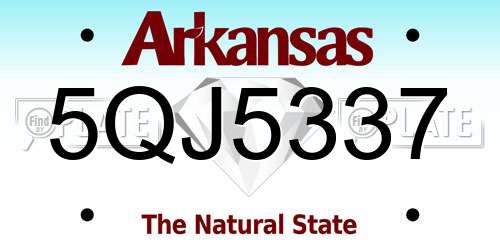 5QJ5337 Arkansas License Plate