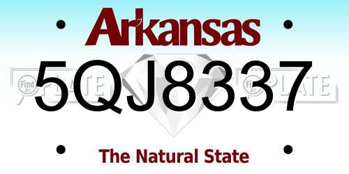 5QJ8337 Arkansas License Plate