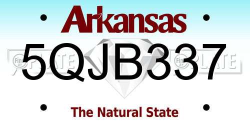 5QJB337 Arkansas License Plate