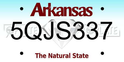 5QJS337 Arkansas License Plate