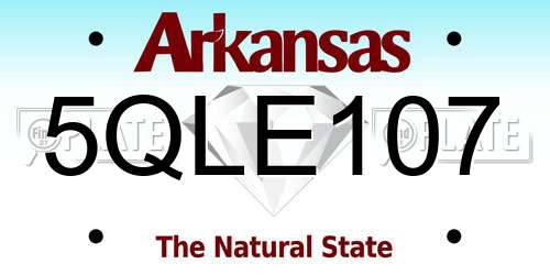 5QLE107 Arkansas License Plate