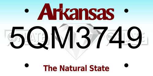 5QM3749 Arkansas License Plate