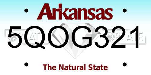 5QOG321 Arkansas License Plate