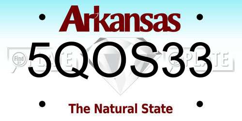 5QOS33 Arkansas License Plate