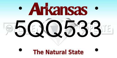 5QQ533 Arkansas License Plate