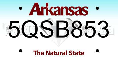 5QSB853 Arkansas License Plate