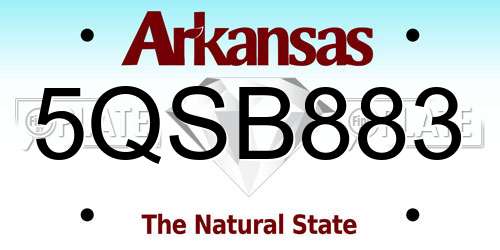 5QSB883 Arkansas License Plate