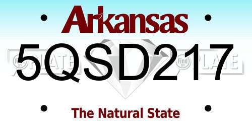 5QSD217 Arkansas License Plate