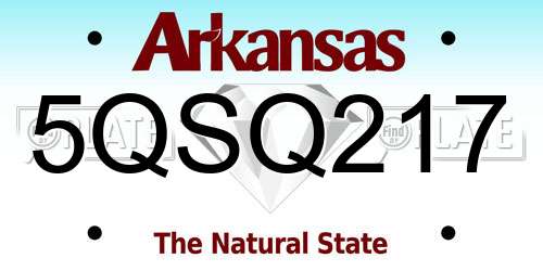 5QSQ217 Arkansas License Plate