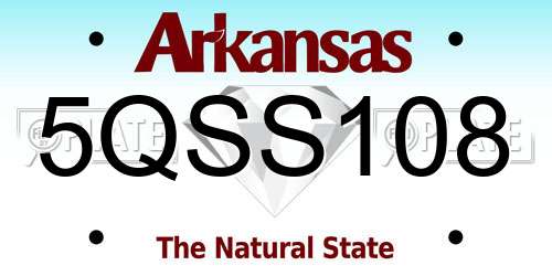 5QSS108 Arkansas License Plate