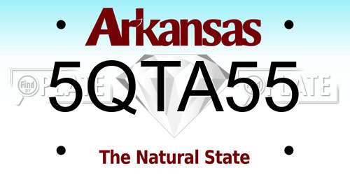 5QTA55 Arkansas License Plate