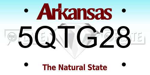 5QTG28 Arkansas License Plate