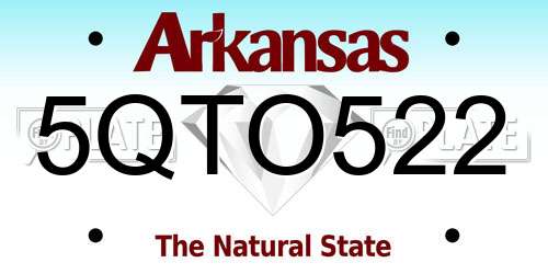 5QTO522 Arkansas License Plate