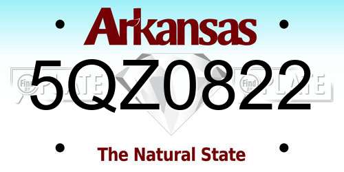 5QZ0822 Arkansas License Plate