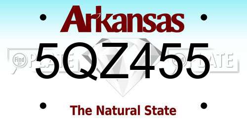 5QZ455 Arkansas License Plate