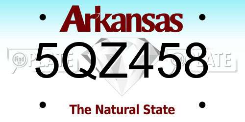 5QZ458 Arkansas License Plate