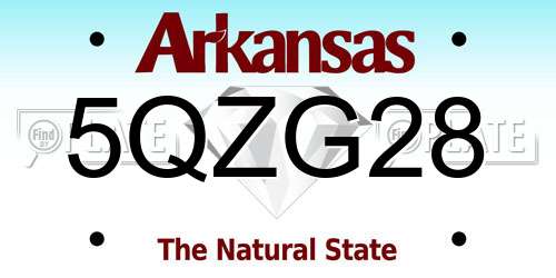 5QZG28 Arkansas License Plate
