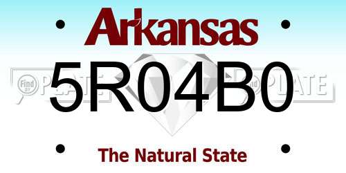 5R04B0 Arkansas License Plate