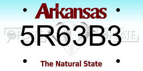 5R63B3 Arkansas License Plate