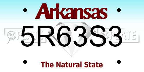 5R63S3 Arkansas License Plate