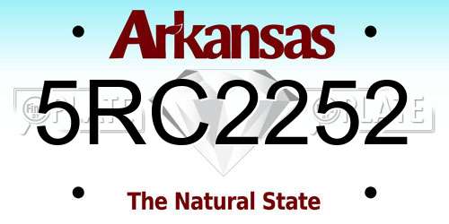 5RC2252 Arkansas License Plate