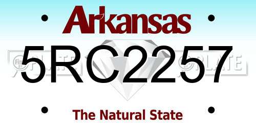 5RC2257 Arkansas License Plate