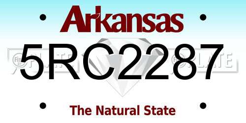 5RC2287 Arkansas License Plate