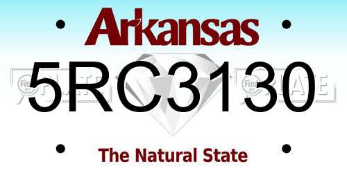 5RC3130 Arkansas License Plate