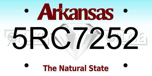 5RC7252 Arkansas License Plate