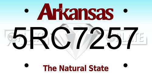 5RC7257 Arkansas License Plate